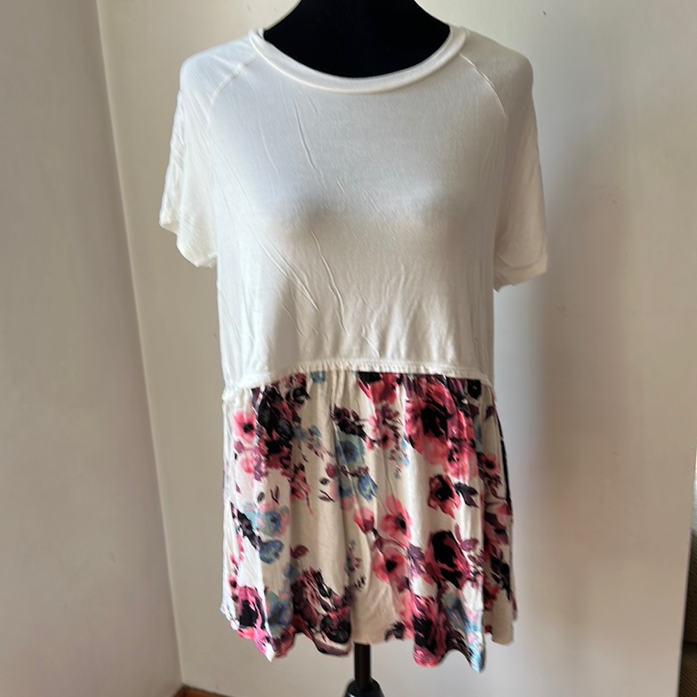 Color Block Floral Top